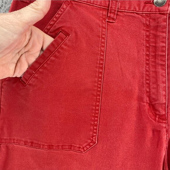 Chicos Pants Womens 3.5 US 18 Plus Red Denim Stretch Utility Capri Pocket Casual - Picture 6 of 12